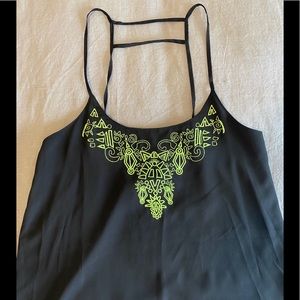 Black hi-low maxi with neon green detail